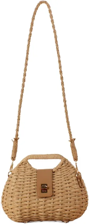 YYW Straw Bag Women Woven Beach Handbag Basket Shape Tote Bags for Spring Summer Purse