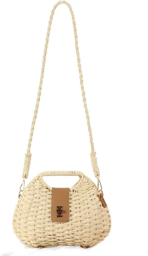YYW Straw Bag Women Woven Beach Handbag Basket Shape Tote Bags for Spring Summer Purse
