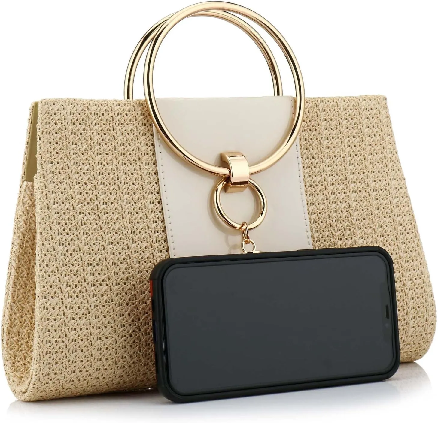 YYW Summer Beach Straw Evening Bag,Straw Clutch Purse Straw Handbag Shoulder Bag Top-handle Bag