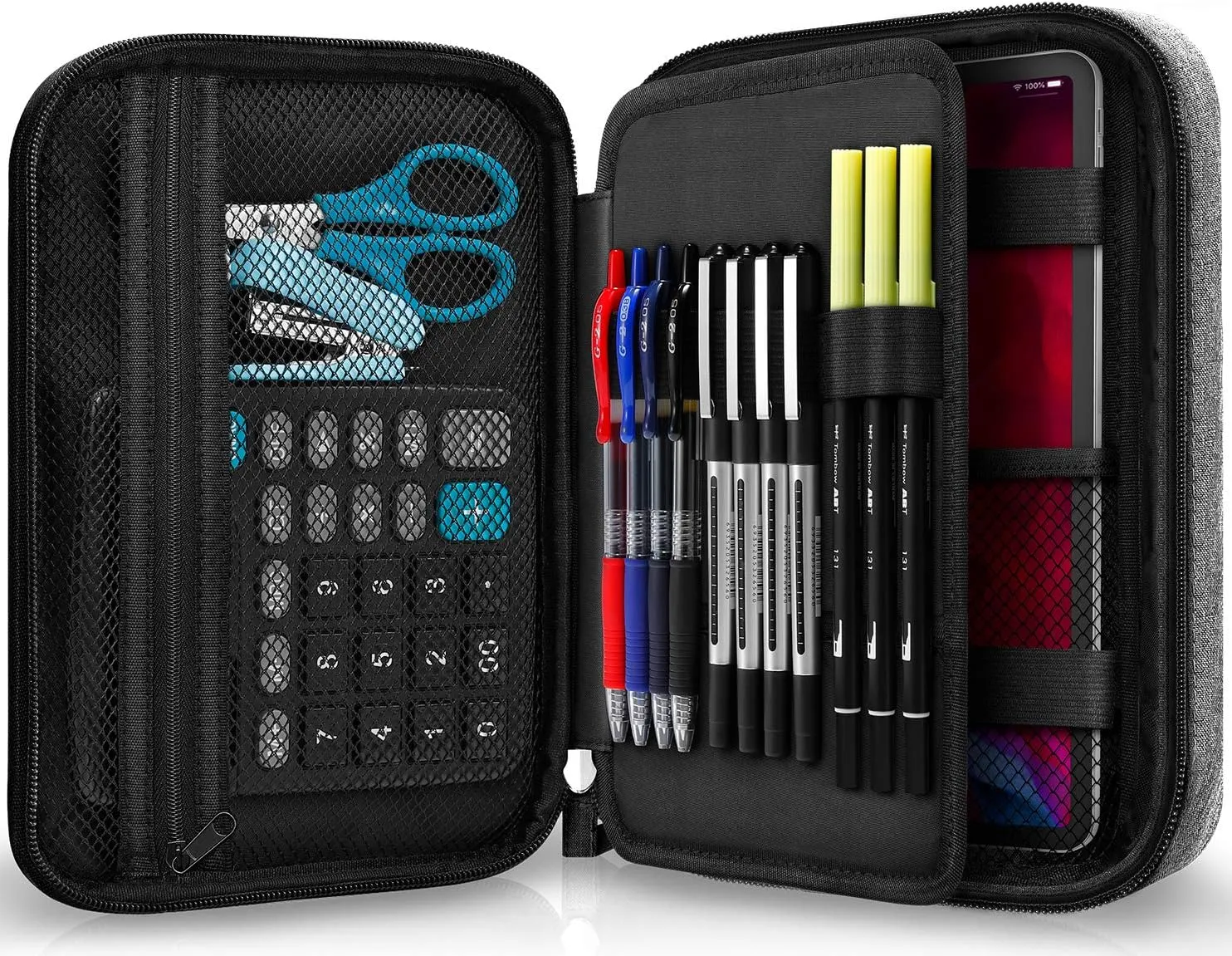 Zannaki Big Capacity Storage Pouch Marker Pen Pencil Case Simple Stationery Bag Box Art Tool & Sketch Storage Boxes for Bullet Journal Middle High School Office College Student Girl Women Adult Teen