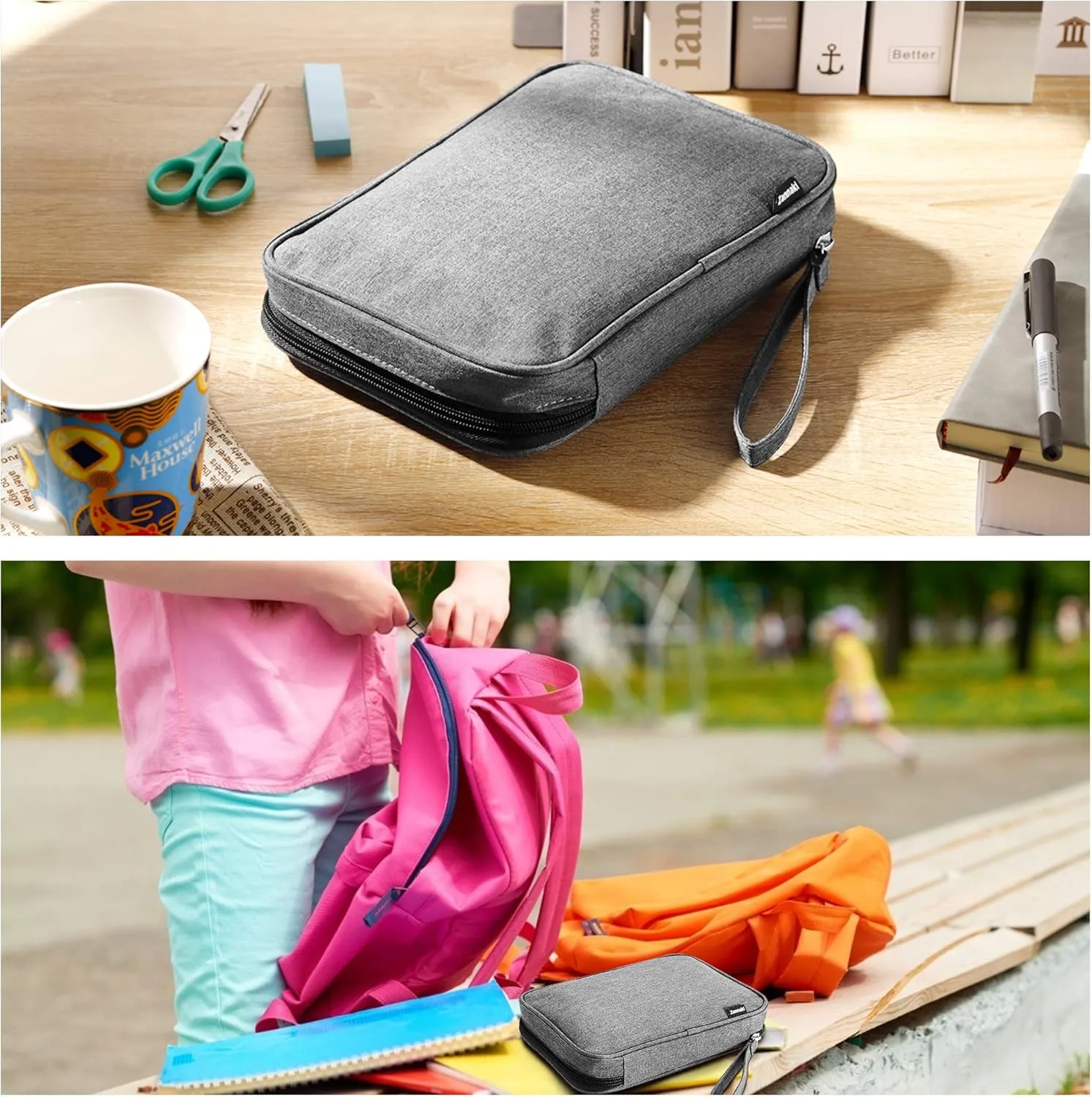 Zannaki Big Capacity Storage Pouch Marker Pen Pencil Case Simple Stationery Bag Box Art Tool & Sketch Storage Boxes for Bullet Journal Middle High School Office College Student Girl Women Adult Teen