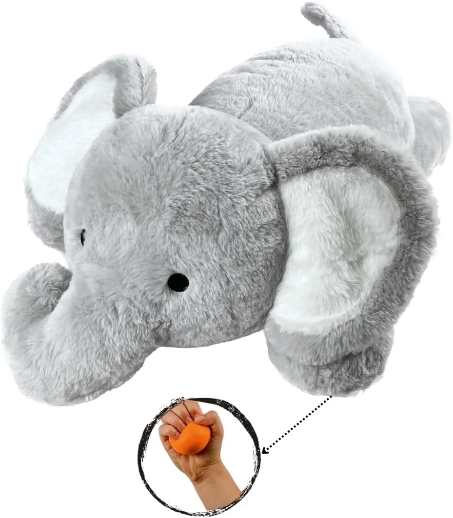 Zen Zoo 27 inch 5lbs Comfort Weighted Stuffed Animal - Implanted Stress Balls, Large Weighted Sensory Plush, Cute Throw Pillow - for Kids and Adults (Elephant)