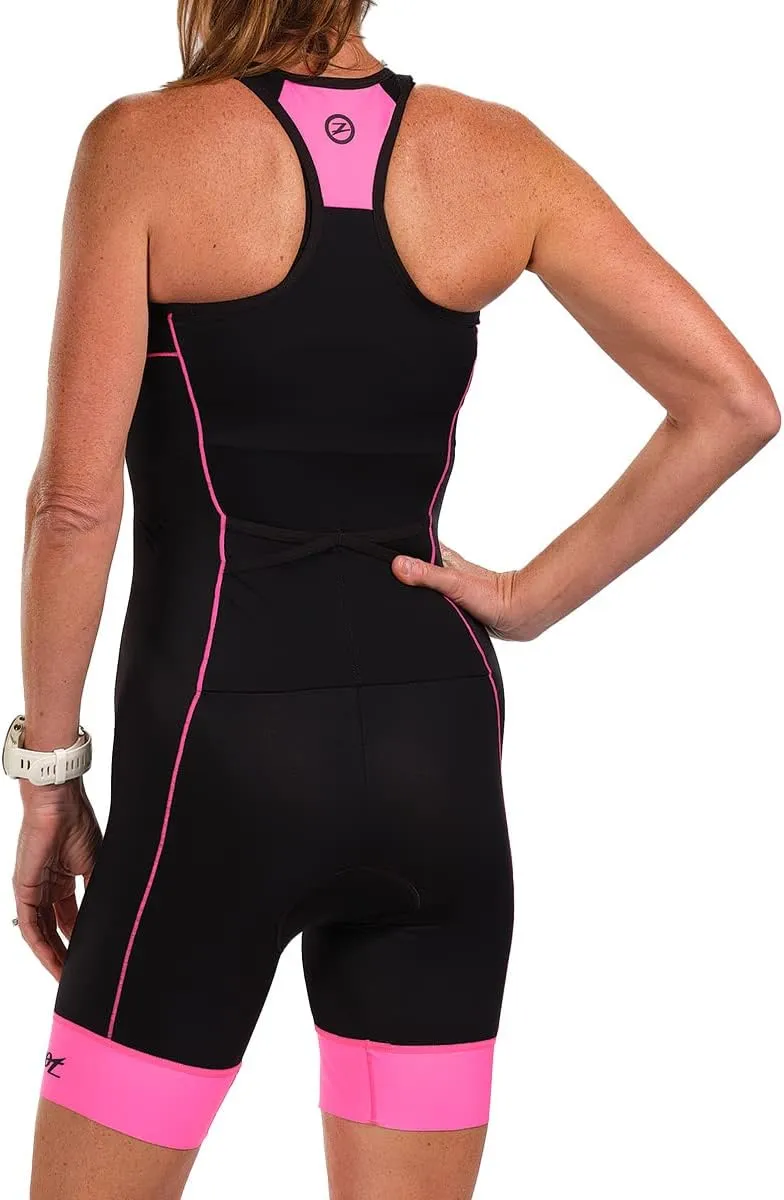 Zoot Women’s Core Aero Tri Racesuit, Sleeveless Triathlon Swim Bike Run Chamois Pad, Pockets, UPF 50  Quick Dry Fabric