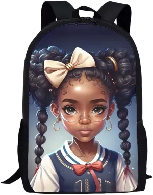 ZOUTAIRONG American Black Girls Backpack for School Teens Bookbag Little Girls Elementary Middle School Bag Pack for Kids Ages 6-8 8-12 African Magic Princess Book Bag